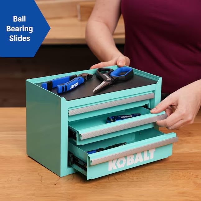 Mini 3-Drawer Steel Tool Box Teal - color: Teal, size: 3 Drawer