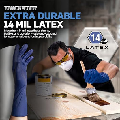 SAS Safety 6604-20 Thickster Powder Free Exam Grade Disposable Latex 14 Mil Gloves, Extra Large, 50 Gloves by Weight - size: X-large (Pack of 50)