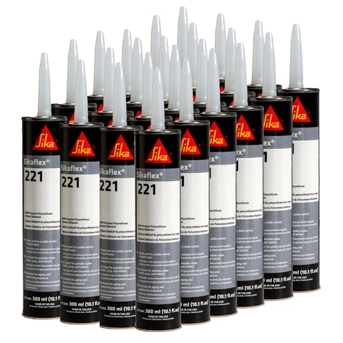 Sika Sikaflex-221 - Aluminum Gray - Multi-Purpose Polyurethane sealant/Adhesive - Creates Permanent Elastic Seal - Sandable/paintable - Non-Corrosive - 10.1 fl. Oz (Pack of 24) - color: Aluminum Gray, style: Compact (Pack of 24)