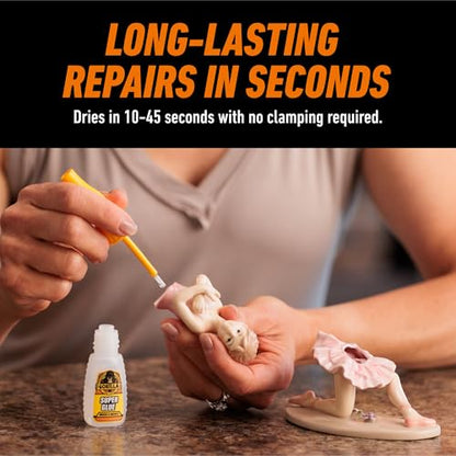 Gorilla Super Glue with Brush & Nozzle Applicator, Clear Glue, 12 Gram (Pack of 2) - All Purpose and Fast Setting for Projects and Repairs - size: 2 - Pack