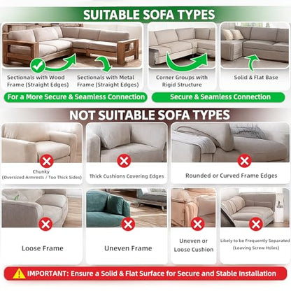 LazyMe Universal Sectional Sofa Interlocking Sofa Connector Bracket with Hardware- 2 Sets, 4 Piece - color: 4 Piece