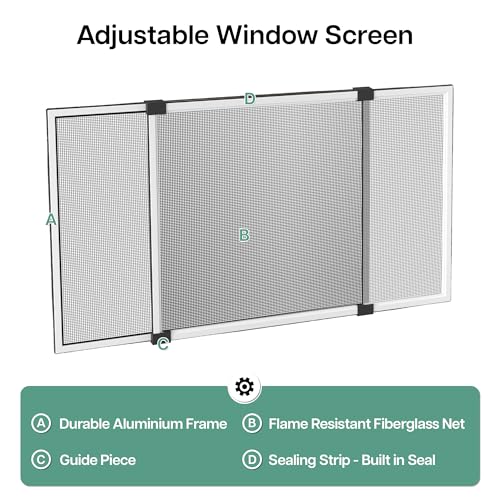 Paramondo Expandable Window Screen, Horizontal (10" H x 19.6" - 36" W, 4 Pack) Adjustable Window Screens, Small Replacement Screen for Window - size: 10''H x 19.6''-36'' W, 4 Pack
