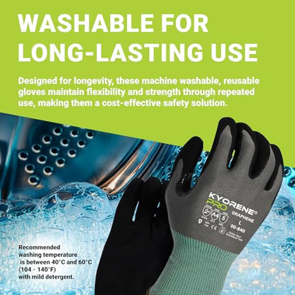 Armor Guys Kyorene Pro 00-840 A4 Cut Resistant Work Gloves - Graphene, Nitrile Grip, Durable, Breathable for Industrial Use - L, 12 Pairs