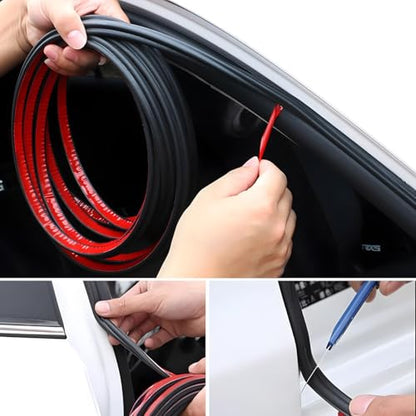 Mandark Car Door Seal Strip, Rubber Double Layer Vehicle Weather Stripping, 52.5ft 5 Holes Soundproof Self Adhesive Automotive Sealing Strip Accessories, Universal for SUV, Truck, RV - size: 5 Holes/52.5FT