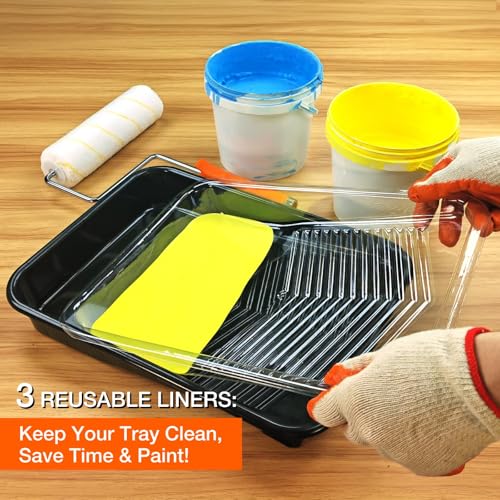 King Origin 31 PCS Paint Roller Kit, Extension Pole (4.75 ft), 4"&9" Paint Roller, Paint Tray & Liners, Brushes | Paint Kit for House Painting Walls | Painting Supplies