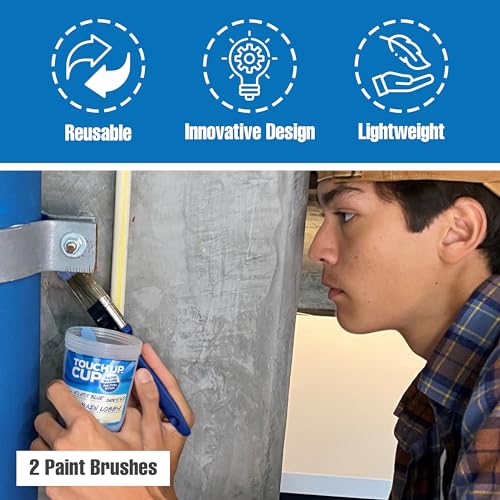 Touch Up Cup Painting Kit - Includes 6 Paint Storage Containers, 1 Painters Tarp, 2 Touch Up Paint Brushes, As Seen On Shark Tank Products - style: 6Cup + 1Tarp & 2Brush