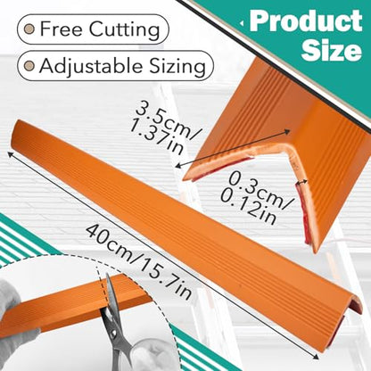 4 Pcs Ladder Stabilizer for Gutters & Roof - Ladder Stabilizer Covers Grip Strips Fits Most Ladders, Anti-Slip Ladder Safety Covers Grip Strips for Fall Prevention & Scratch Protection (Orange)