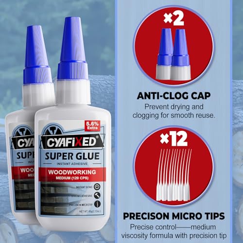 Wood Super Glue 120 Gram 4oz, Clear Instant Medium Cyanoacrylate Adhesive Liquid for Woodworking Wooden Crafts Furniture Repairs, All Purpose Strong CA Glue for Metal Glass Plastic Ceramic Leather - size: 4 oz