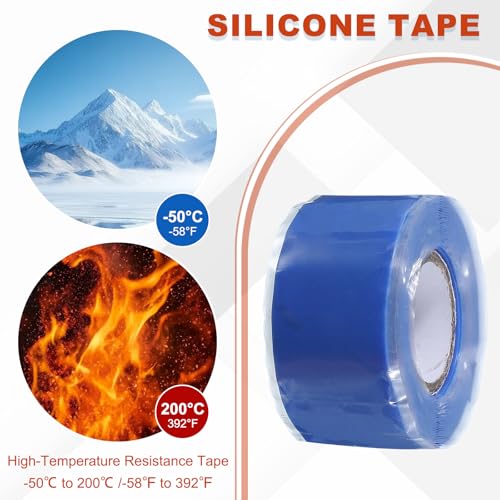 uxcell 2 Pcs Self Fusing Silicone Tape, 1" x 10ft Waterproof Water Leak Sealing Tape for Plumbing Pipe Hose Repair Handles, Blue - color: Blue, size: 1" x 10ft