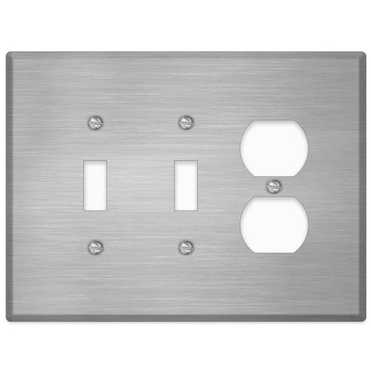 3-Gang Wall Plate for 2 Toggle and 1 Rocker – Oversized 5.5" x 5.5" Stainless Steel Switch Cover | Heavy-Duty Decorative Jumbo Faceplate for FGCI, Rocker, Outles and Toggle Switches - color: 2 Toggle 1 Blank, size: 3 Gang