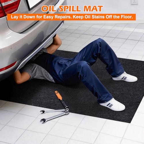 Grefinity Oil Spill Mat, 2 Pack 36" x 60" Oil Mat for Driveway, Under Car Pad for Garage Floor, Protects Against Oil, Chemicals & Stains with TPE Anti-Leak Backing, Reusable & Washable - size: 36"x60"（2 PCS）