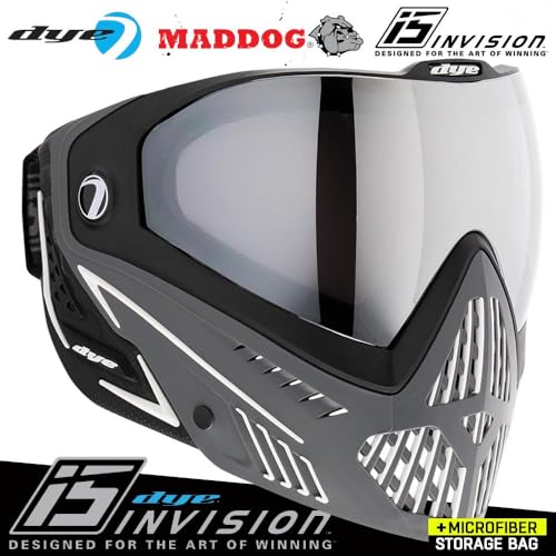 Maddog Dye i5 Thermal Anti-Fog Paintball Airsoft Mask Goggle System Combo with Microfiber Bag | Safety Certified Protection - color: Shades