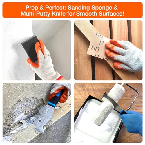 King Origin 31 PCS Paint Roller Kit, Extension Pole (4.75 ft), 4"&9" Paint Roller, Paint Tray & Liners, Brushes | Paint Kit for House Painting Walls | Painting Supplies