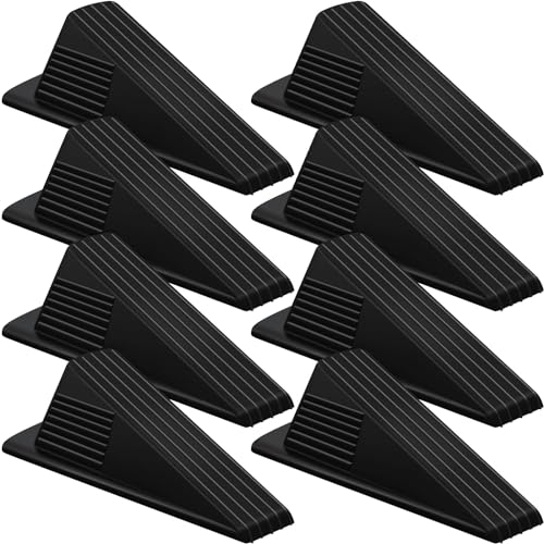 Frienda 8 Pcs Jumbo Door Stoppers Heavy Duty Door Stopper Tall up to 2inch Tall Wedge TPR Large Wedge Stackable Big Rubber Doorstop for Hotel Carpet Hardwood Concrete and Tile (Black) - color: Black