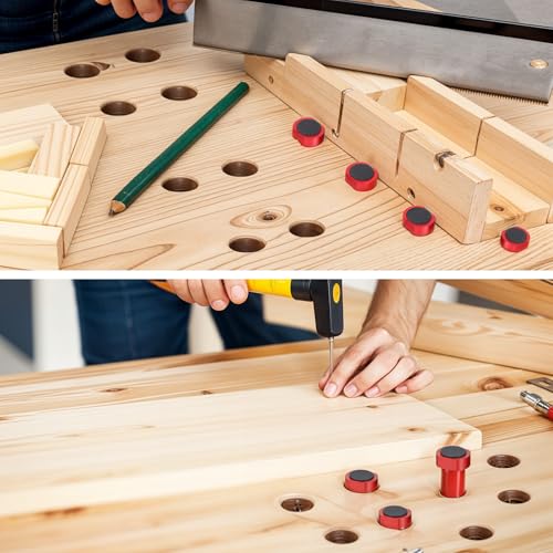 12-Pack 3/4" Aluminum Bench Dogs Non-Slip Bench Dog Clamps Accessories for MFT Workbench, Woodworking & DIY Projects (19mm/0.75inch)