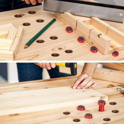 12-Pack 3/4" Aluminum Bench Dogs Non-Slip Bench Dog Clamps Accessories for MFT Workbench, Woodworking & DIY Projects (19mm/0.75inch)