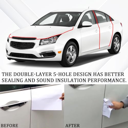 1PCS Car Door Seal Strip, Rubber Double Layer Weather Stripping, 32.8ft 5 Hole Self-Adhesive, Universal for SUV, Truck, RV Hood Cover Tailgate