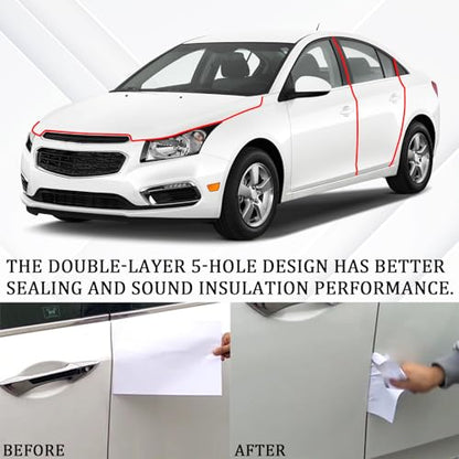 1PCS Car Door Seal Strip, Rubber Double Layer Weather Stripping, 32.8ft 5 Hole Self-Adhesive, Universal for SUV, Truck, RV Hood Cover Tailgate