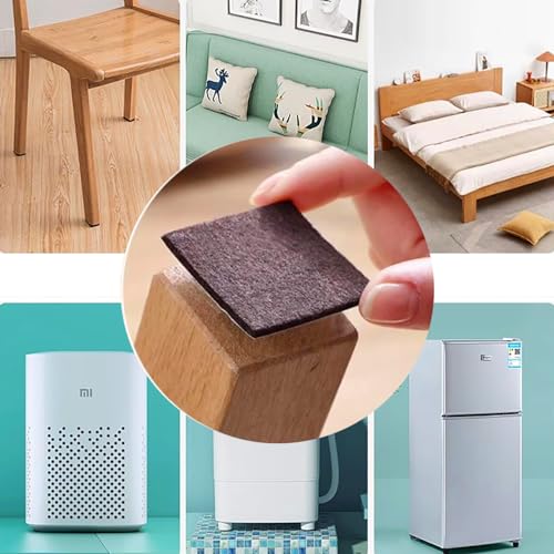 12Pcs Square Felt Furniture Pads, 1.5 inch x 1.5 inch Self Adhesive Cuttable Anti Scratch Floor Protectors for Furniture Legs Hardwood Floor, Brown, 40mm - size: 12Pcs 1.5 inch x 1.5 inch