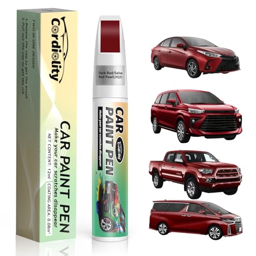 Dark Red/Salsa Red Pearl(3Q3) Touch Up Paint Pen for Toyota,Car Paint Scratch Repair Pen Quick and Easy Fix Auto Paint Scratch - color: Dark Red/Salsa Red Pearl(3Q3)for 4Runner/Camry/Camry-models/Corolla/Crown/Highlander/Highlander Hybrid/Highlander-model