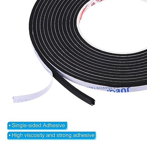 PATIKIL 5m/16.4ft Sealing Foam Tape, 6mm Wide 3mm Thick Single Sided Weather Stripping Door Seal Strip for Window Door Insulation, Black - size: 5mx6mmx3mm