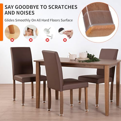 Ezprotekt 24 Pcs Rectangle Clear Silicone Chair Leg Floor Protectors Caps, Rectangle Felt Furniture Pads Covers Cups for Chair Table - Anti- Scratches and No Noise (Fit L :1.3-1.7", W: 0.6-0.9") - size: M-rectangle