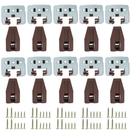 10 Sets Square Drawer Track Guide and Glides - Universal Replacement Parts - Heavy Duty Metal & Plastic Drawer Slides Repair Kit (with Metal Iron Sleeves)