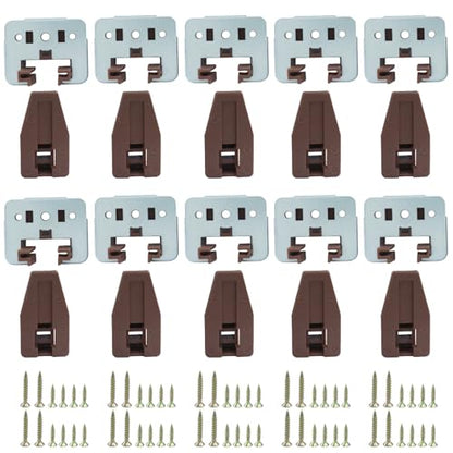 10 Sets Square Drawer Track Guide and Glides - Universal Replacement Parts - Heavy Duty Metal & Plastic Drawer Slides Repair Kit (with Metal Iron Sleeves)