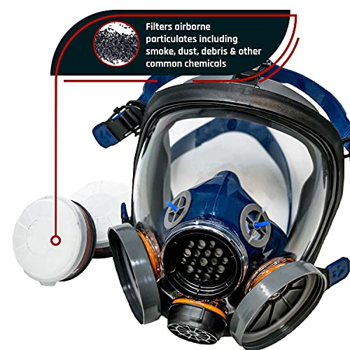 Parcil Distribution Full Face Respirator Mask - Air Purifying, Organic Vapor & Particulate - Industrial Use - CE Tested - color: Pd-100 Smoke Black