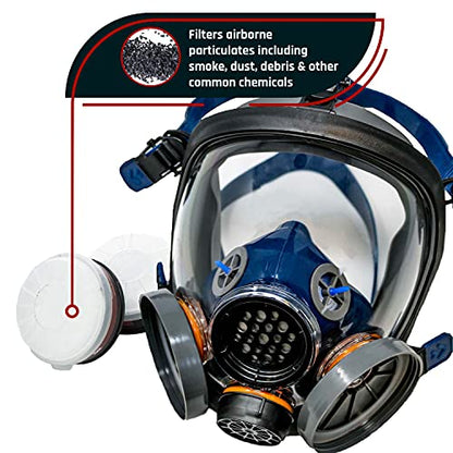 Parcil Distribution Full Face Respirator Mask - Air Purifying, Organic Vapor & Particulate - Industrial Use - CE Tested - color: Pd-100 Light Amber