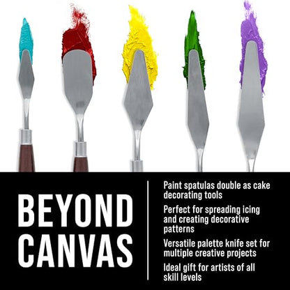U.S. Art Supply 5-Piece Stainless Steel Palette Knife Set for Acrylic Painting - Paint Spatula Tools for Oil, Canvas Art - Painting Knives for Mixing, Texturing - Pallet Knives for Art & Cake
