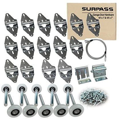Surpass Garage Door Hardware Kit Roller/Hinge/Top Bracket/Wire Rope (for 16'x7' and 18'x7' Height Double Garage Doors)