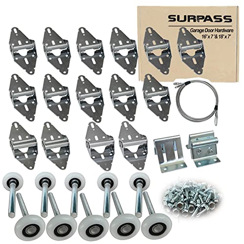 Surpass Garage Door Hardware Kit Roller/Hinge/Top Bracket/Wire Rope (for 16'x7' and 18'x7' Height Double Garage Doors)