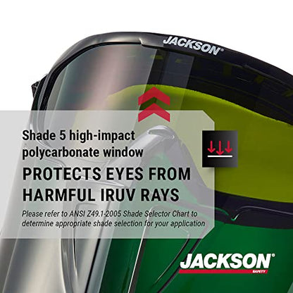 Jackson Safety GPL Series Safety Goggles with Detachable Flip-Up Face Shield - Anti-Fog Goggles for Men and Women, Fits Over Glasses - ANSI Z87.1 - Shade 5 IR Lens - style: Shade 5 Infrared Lens