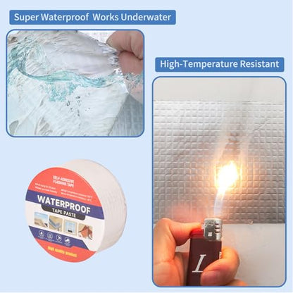 2" W X 16.4'L Waterproof Tape for Leaks Aluminum Butyl Tape with Adhesive for RV Repair, Glass Repairs, Air Mattress Patch, Window Caulking, Boat Sealing, Roof Patching - size: 2in x 16.4ft