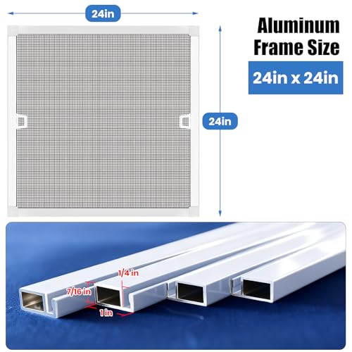 Toocust Window Screens Frame Kit 24 Square, Heavy-Duty Aluminum Window Screen, High-Visibility Durable Mesh, Easy Repair/Reinstall for Windows & Patio Doors, Multi-Size Options-2 Pack - size: 24*24 2pack