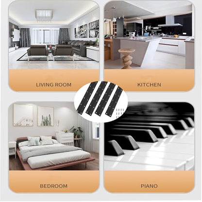 10 Inch Heavy Duty Continuous Piano Hinges, Black Stainless Steel 0.05" Thick 1.2" Open Width Folding Furniture Hinges with Screws for Cabinet Door Box DIY Projects (2 Pack) - size: 10IN-1.2IN-2PACK