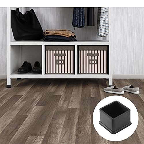 Uenhoy 8 Pcs Square Chair Leg Caps Anti-Slip Rubber Chair Tips Black Table Chair Leg Floor Protectors 1-1/2" x 1-1/2" (38mm x 38mm)