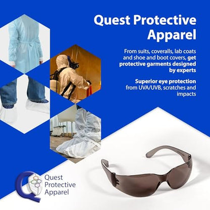 Quest Protective Apparel Quest Safety Products - Anti Fog Safety Glasses - Protective Eyewear - Polycarbonate High Impact Resistant Lens - Pack of 6 (Smoke)