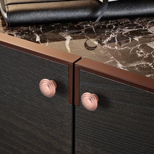 Gobrico 1-3/8" Shiny Copper Bifold Cabinet Knobs Rose Gold Round Style Kitchen Zinc Alloy Door Handles 5 Pack - color: Rose Gold