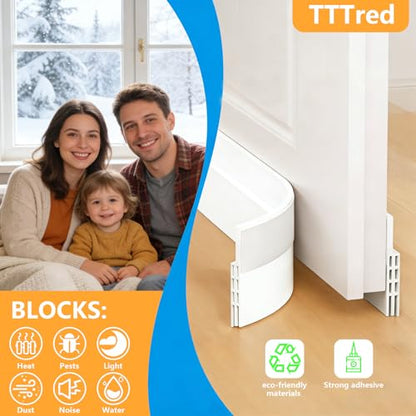 2 Pack Door Draft Stopper (2" W x 39" L), Multi-Use Under Door Sweep & Window Draft Blocker, Weather Stripping for Garage/Interior/Exterior Doors, Dust/Noise, Reusable & Trimmable(White)