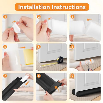 (2 Pack) Under Door Draft Stopper, Draft Stopper for Bottom of Door, Adjustable 30-36 Inch Door Draft Blocker, Under Door Gap Filler, Easy Install Door Seal, Helps Reduce Drafts, Noise and Heat Loss