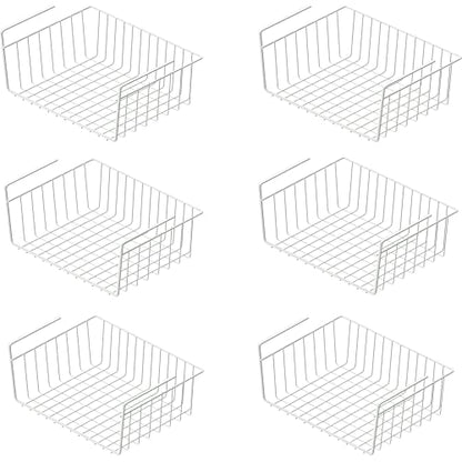 Simple Houseware 6PK Under Shelf Basket, White - size: 6 Pack