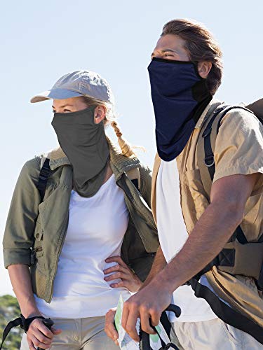 SATINIOR 4 Pcs Neck Gaiter with Ear Loops Neck Covers Bandana Cloth Face Gaiter Mask for Men Women Summer Non Slip Headwear - color: Black, White, Navy Blue, Grey