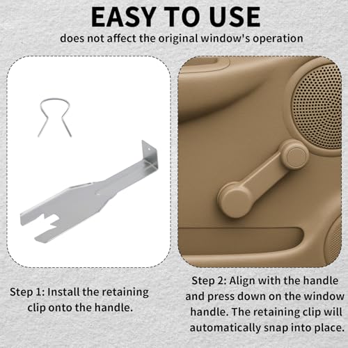 Penitue Window Handle Removal Tool with 10pcs Retainer Clips, Universal Window Handle Crank Disassemble Tool Metal Automotive Interior Repair Kit for Most Car Door Panel (Silver) - color: Silver