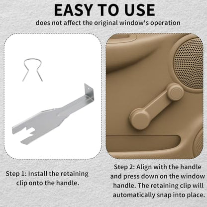 Penitue Window Handle Removal Tool with 10pcs Retainer Clips, Universal Window Handle Crank Disassemble Tool Metal Automotive Interior Repair Kit for Most Car Door Panel (Silver) - color: Silver
