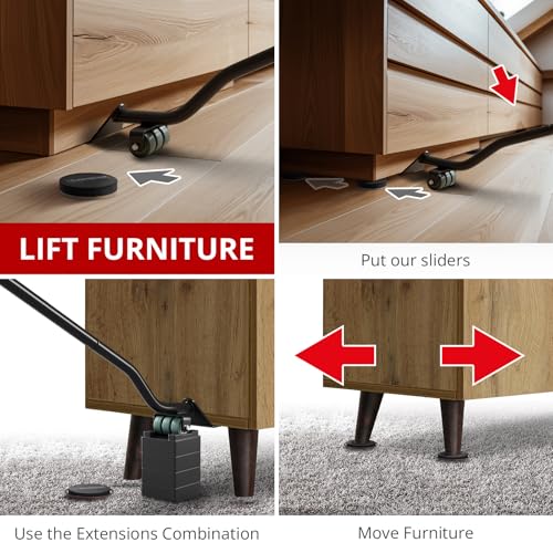 X-Protector Furniture Lifter Tool - Premium Furniture Jack Lifting Tool to Lift Furniture Easily - Appliance Lifter with 4.3" Adjustable Height - Ideal Jack to Lift Furniture Easily with No Effort