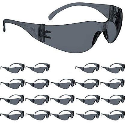 3M Safety Glasses, Virtua, 20 Pack, ANSI Z87, Unisex, Anti-Fog Gray Lens, Gray Frame, Economical Eye Protection, Lightweight, Wraparound Coverage, UVA, UVB, UVC - size: Pack of 20, style: Anti-fog