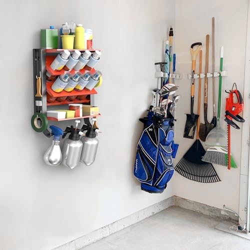 Ultrawall Spray Can Holder Rack, Heavy Duty Steel Wall Mounted Spray Bottle Holder, Garage Tool Utility Storage Rack, Holds 100 lbs - style: Integrated