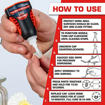 Loctite Super Glue Ultra Liquid Control, Clear, 0.14 fl oz Bottle, 3 Pack - Superglue for Plastic, Wood, Metal, Crafts & Repair, Cyanoacrylate Adhesive Instant Glue, Quick Dry - size: 3 Pack